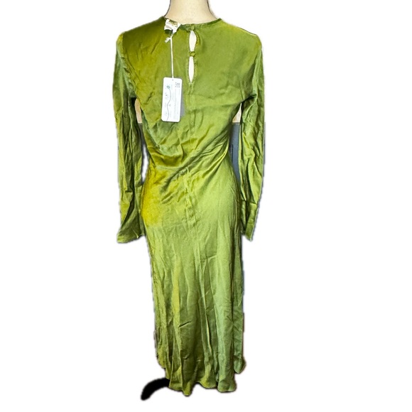 NWT Ghost London Green Satin Maxi Dress Sz XS - Picture 3 of 9